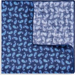 Poszetka Lniana Niebieska Paisley. Niebieskie poszetki męskie marki LANCERTO, paisley, klasyczne. Za 99,90 zł.