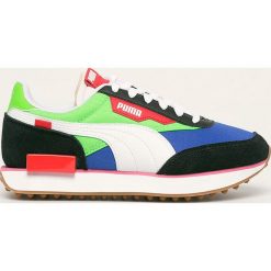 Puma - Buty dziecięce Future Rider Play On. Trampki chłopięce Puma, bez wzorów, ze skóry, sportowe, z okrągłym noskiem, na sznurówki. Za 299,90 zł.