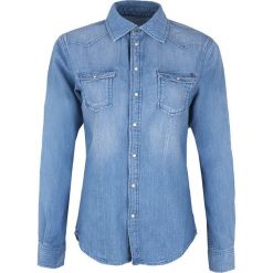 Koszula Pepe Jeans Rosie Blue. Niebieskie koszule damskie Pepe Jeans, bez wzorów, z jeansu, klasyczne, z klasycznym kołnierzykiem, bez rękawów. Za 179,00 zł.