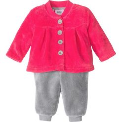Bluza rozpinana niemowlęca z polaru + spodnie z polaru (2 części) bonprix różowy hibiskus - szary. Czerwone bluzy niemowlęce marki bonprix, z polaru, długie. Za 32,99 zł.
