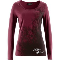 Shirt z długim rękawem bonprix czerwony klonowy z nadrukiem. Czerwone koszulki damskie bonprix, z nadrukiem, bez kołnierzyka, z długim rękawem. Za 32,99 zł.