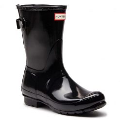 Kalosze HUNTER - Org Back Adj Short Gloss WFS1013RGL Black. Czarne kalosze damskie Hunter, bez wzorów, z tworzywa sztucznego. W wyprzedaży za 379,00 zł.