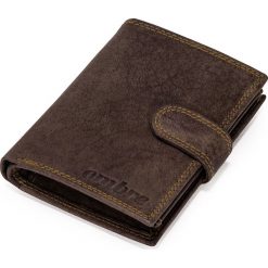 PORTFEL MĘSKI SKÓRZANY A091 - BRĄZOWY. Pomarańczowe portfele męskie marki Ombre Clothing. Za 59,00 zł.