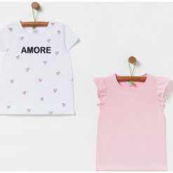 OVS - T-shirt dziecięcy 104-140 cm (3-pack). Różowe bluzki dziewczęce OVS, z nadrukiem, z bawełny, z okrągłym kołnierzem, z krótkim rękawem, krótkie, bez kaptura. Za 49,90 zł.