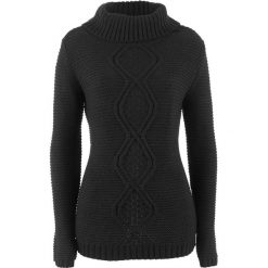 Sweter z warkoczem bonprix czarny. Czarne swetry klasyczne damskie bonprix. Za 74,99 zł.