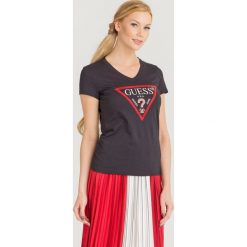 T-SHIRT ORIGINAL TEE Guess. Czarne t-shirty damskie Guess, s, z nadrukiem, z bawełny, bez kołnierzyka. Za 199,00 zł.