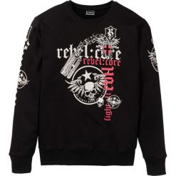 Bluza z nadrukiem Slim Fit bonprix czarny. Czarne bluzy męskie bonprix, s, z nadrukiem, z okrągłym kołnierzem. Za 74,99 zł.