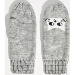 Rękawiczki z kotem - Jasny szar. Szare rękawiczki damskie Sinsay. Za 24,99 zł.