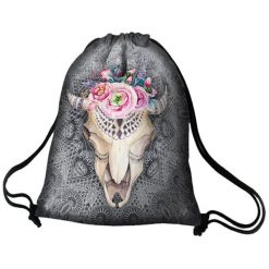 Worek w kolorze szarym ze wzorem - (S)39 x (W)47 cm. Szare plecaki damskie Bertoni, z tkaniny. W wyprzedaży za 47,95 zł.
