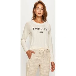 Twinset - Sweter. Białe swetry damskie Twinset, s, z aplikacjami, z elastanu, z długim rękawem, długie, bez kaptura. W wyprzedaży za 449,90 zł.