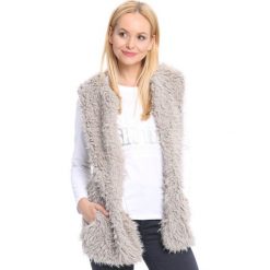 Jasnoszara Kamizelka Shepherd. Szare kamizelki damskie Born2be, xl, bez wzorów, z futra, długie, bez kaptura. Za 79,99 zł.