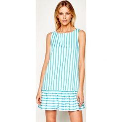 Sukienka letnia Liu Jo Beachwear VA0058 T5899. Niebieskie sukienki damskie Liu Jo Beachwear, na lato, l, bez wzorów, z bawełny, bez kołnierzyka, bez rękawów. Za 499,00 zł.