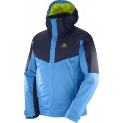 Salomon Stormseeker Jkt M Hawaiian/Night Sky 2xl. Szare kurtki sportowe męskie marki Salomon, na zimę, xl, bez wzorów, bez kaptura, narciarskie. W wyprzedaży za 697,00 zł.