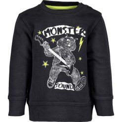 Bluza w kolorze czarnym. Czarne bluzy niemowlęce BLUE SEVEN Kids, z nadrukiem, z bawełny, bez rękawów, bez kaptura. W wyprzedaży za 25,95 zł.