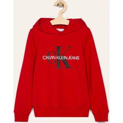 Calvin Klein Jeans - Bluza dziecięca 104-176 cm. Białe bluzy chłopięce Calvin Klein Jeans, z aplikacjami, z bawełny, bez rękawów, z kapturem. Za 339,90 zł.