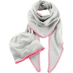 Chusta & czapka (2 części) bonprix szaro-różowy. Szare chusty damskie bonprix, bez wzorów. Za 74,99 zł.