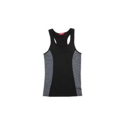 Bluzka damska bokserka fitness. Czarne bluzki damskie TXM, bez wzorów, bez kołnierzyka, bez rękawów, bez kaptura, na fitness i siłownię. Za 14,99 zł.