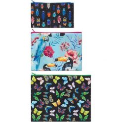 Saszetki Zip Pockets 3 szt. Wild. Szare saszetki damskie LOQI, bez wzorów, eleganckie, średnie, bez dodatków. Za 63,00 zł.