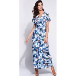 Kopertowa sukienka maxi z wiązaniem w pasie. Sukienki damskie Made in Poland, s, bez wzorów, z poliesteru, bez kołnierzyka, bez rękawów, maxi, kopertowe. Za 199,00 zł.
