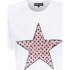 T-shirt MARKUS LUPFER FLOWER SEQUIN STAR Biały. Białe t-shirty damskie marki Markus Lupfer, bez wzorów, z bawełny, retro, bez kołnierzyka. W wyprzedaży za 520,00 zł.