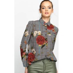 Koszule wiązane damskie: Czarno-Pomarańczowa Koszula Flowered