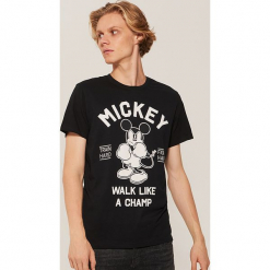 T-shirt Mickey Mouse - Czarny. Czarne t-shirty damskie marki House, s, z motywem z bajki, bez kołnierzyka. Za 35,99 zł.