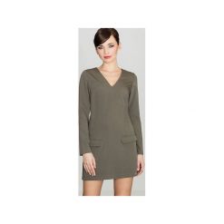 Sukienka K373 Oliwka. Czarne sukienki na komunię marki bonprix, do pracy, w paski, biznesowe, moda ciążowa. Za 149,00 zł.
