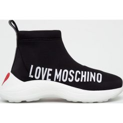 Love Moschino - Buty. Czarne buty sportowe damskie Love Moschino, bez wzorów, ze skóry, sportowe. Za 879,90 zł.