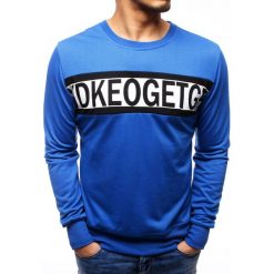 Bluzy męskie: Bluza męska z nadrukiem niebieska (bx3506)