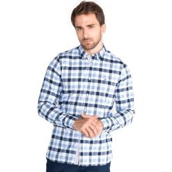 Tommy Hilfiger Koszula Niebieski. Niebieskie koszule męskie TOMMY HILFIGER, s, w kratkę, z bawełny, bez kołnierzyka, z długim rękawem. Za 430,95 zł.