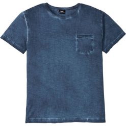T-shirt z efektem wytarcia bonprix ciemnoniebieski. Niebieskie koszulki męskie bonprix, s, bez wzorów, bez kołnierzyka, bez rękawów. Za 59,99 zł.
