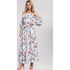 Jasnoniebieska Spódnica Mercantile. Niebieskie spódniczki damskie other, s, w kwiaty, maxi, rozkloszowane. Za 99,99 zł.