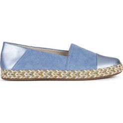 Geox - Espadryle. Niebieskie espadryle damskie Geox, bez wzorów, z zamszu, bez obcasa, na obcasie. Za 429,90 zł.