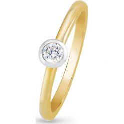 Unikalny Złoty Pierścionek - złoto 585, Brylant 0,09ct. Żółte pierścionki damskie W.KRUK, z brylantem, złote. Za 1690,00 zł.