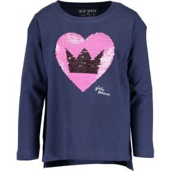 Blue Seven - Longsleeve dziecięcy 92-128 cm. Czerwone bluzki dziewczęce z aplikacjami, z bawełny, z okrągłym kołnierzem, długie. W wyprzedaży za 49,90 zł.