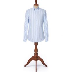 Koszula w Prążek Palermo. Niebieskie koszule męskie LANCERTO, na lato, m, bez wzorów, z bawełny, eleganckie, z włoskim kołnierzykiem, bez rękawów. Za 299,00 zł.