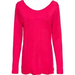 Shirt z długim rękawem i głębokim dekoltem z tyłu bonprix czerwień granatu. Czerwone koszulki damskie bonprix, bez wzorów, bez kołnierzyka, z długim rękawem. Za 44,99 zł.