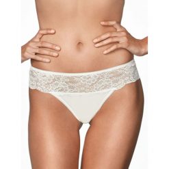 Stringi "Mia" w kolorze perłowym. Białe stringi damskie Kinga, s, w koronkowe wzory, z koronki. W wyprzedaży za 32,95 zł.