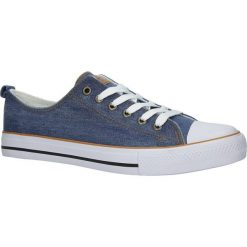 Niebieskie trampki jeansowe sznurowane American LH-18-DSLN-JEANS-3/4. Niebieskie trampki męskie marki American, bez wzorów, z jeansu, na sznurówki. Za 49,99 zł.
