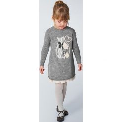 Mayoral - Sukienka dziecięca 98-134 cm. Szare sukienki dziewczęce Mayoral, z nadrukiem, z bawełny, z długim rękawem, długie, mini, rozkloszowane. Za 184,90 zł.