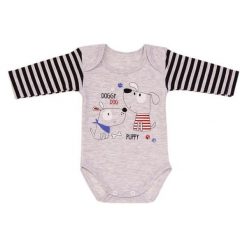 Lafel Body Chłopięce Doggy Dog 56 Szary. Szare body niemowlęce Lafel, z nadrukiem, z bawełny, bez rękawów. Za 35,00 zł.