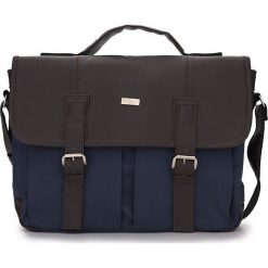 Miejska granatowa torba na ramię Solier S14 LANARK. Torby na laptopa Tagless, w paski, ze skóry. Za 158,30 zł.