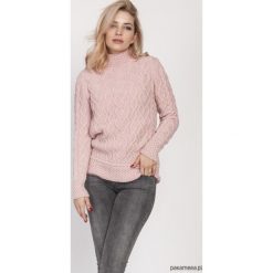 Sweter z półgolfem, SWE211 róż MKM. Różowe swetry damskie Pakamera, bez wzorów, eleganckie, bez rękawów, bez kaptura. Za 139,00 zł.