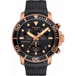 ZEGAREK TISSOT SEASTAR 1000 QUARTZ T120.417.37.051.00. Różowe, analogowe zegarki męskie TISSOT, złote. Za 2650,00 zł.