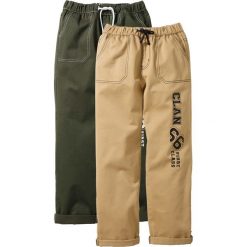 Odzież dziecięca: Luźne spodnie chino (2 pary) bonprix ciemnooliwkowy + jasny khaki