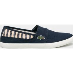 Lacoste - Tenisówki. Niebieskie trampki męskie Lacoste, bez wzorów, z gumy, bez zapięcia. W wyprzedaży za 199,90 zł.