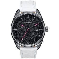 Zegarki damskie: Zegarek damski Gunmetal White Nixon Bullet Leather A4731486