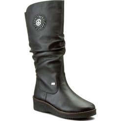 Kozaki RIEKER - Y4668-00 Schwarz. Czarne kozaki damskie Rieker, z wełny, bez obcasa, na obcasie, bez zapięcia. W wyprzedaży za 299,00 zł.