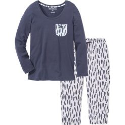 Piżama ze spodniami 3/4 bonprix jagodowy - kolor bzu z nadrukiem. Niebieskie piżamy damskie bonprix, z nadrukiem, bez rękawów. Za 49,99 zł.