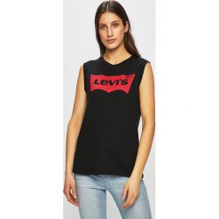 Levi's - Top. Czarne bluzki damskie marki Levi's®, s, z nadrukiem, z bawełny, casualowe, z okrągłym kołnierzem, bez rękawów. Za 79,90 zł.